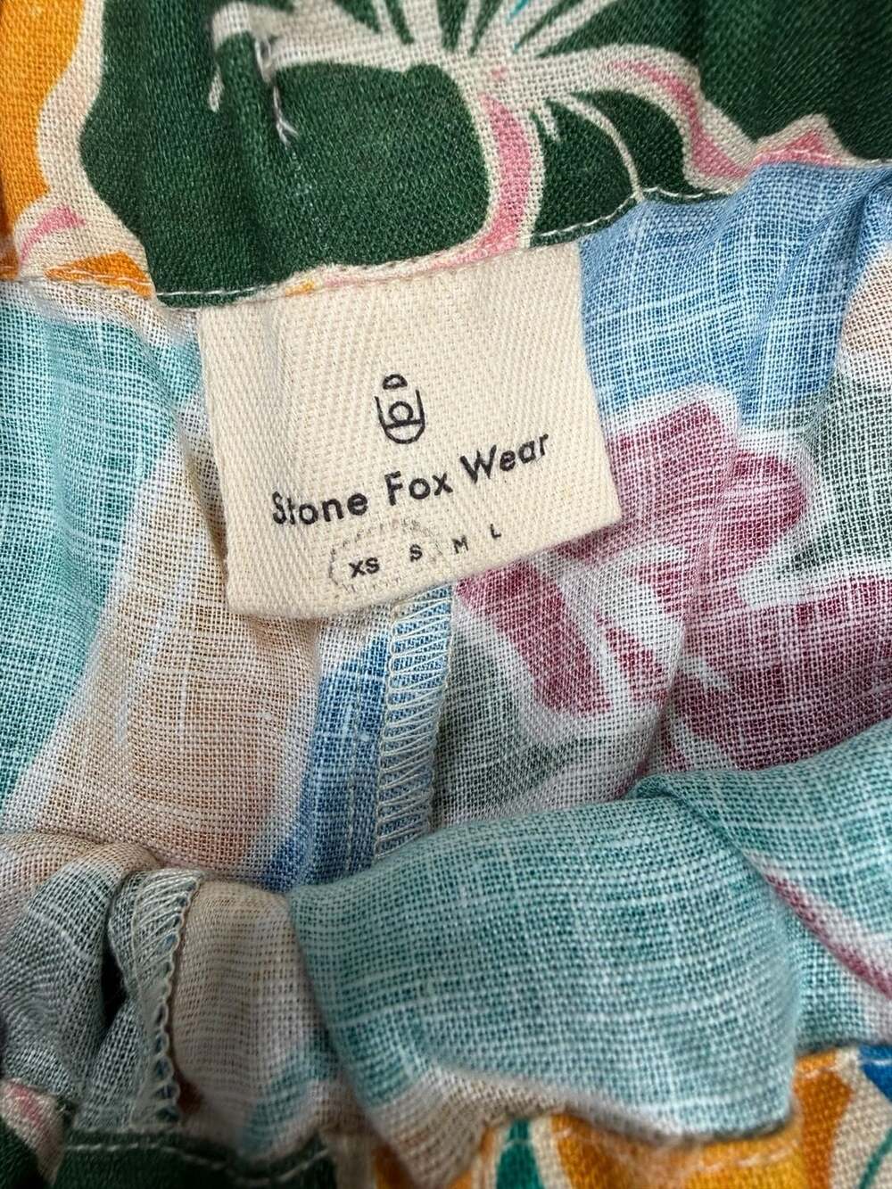 Stone Fox Wear Gita Linen Wide Leg Pants in Rainbow Jungle Sz. XS NWT - Picture 5 of 5